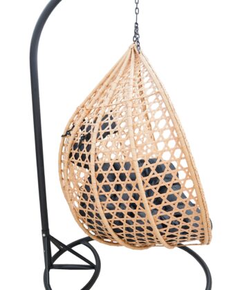 Aruba Double Hanging Egg Chair – Natural Rattan‑Look Garden Cocoon with Cushions