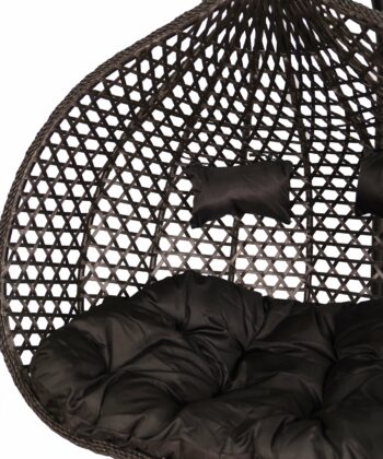 Aruba Double Hanging Egg Chair – Natural Rattan‑Look Garden Cocoon with Cushions
