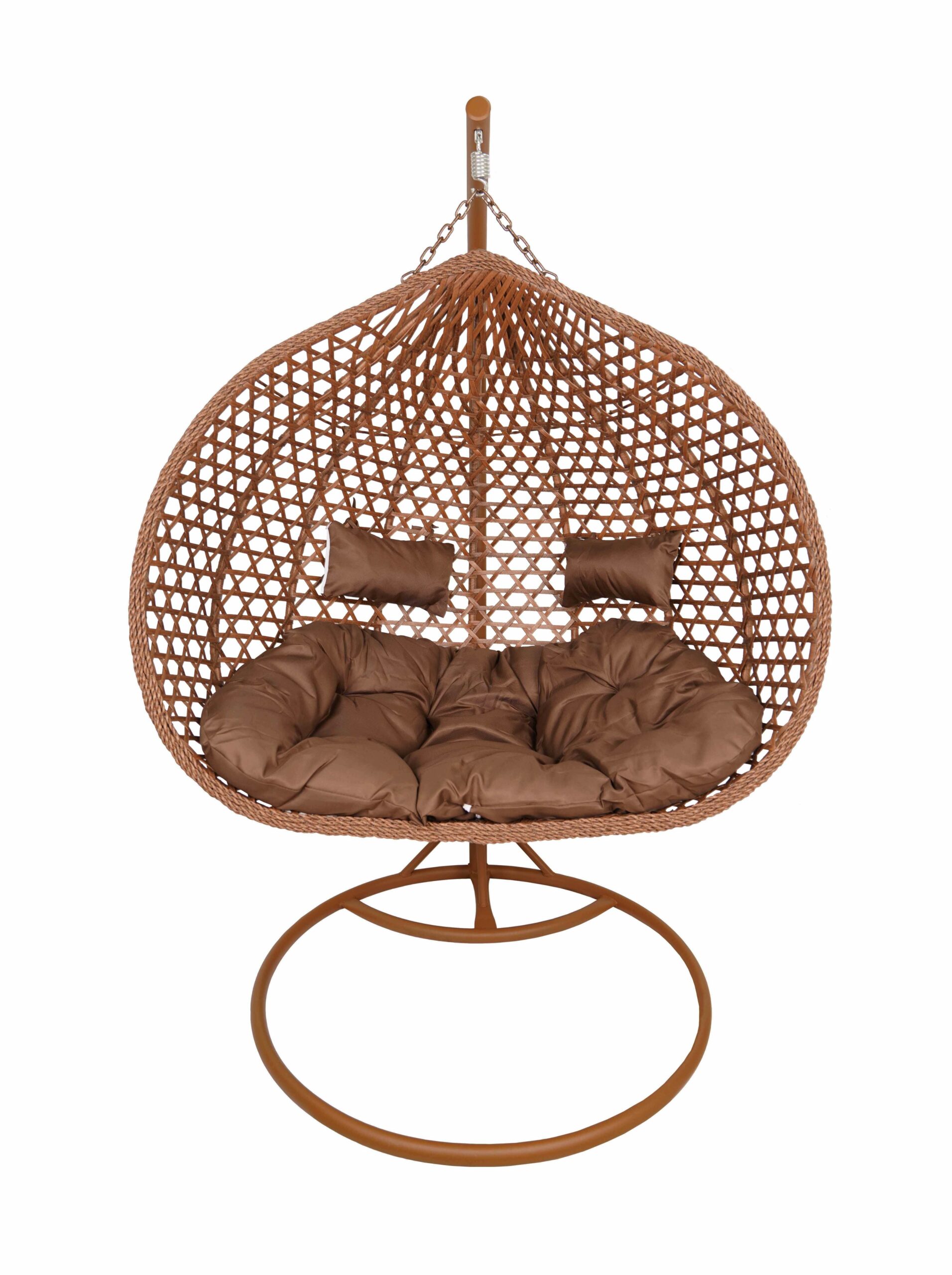 Aruba Double Hanging Egg Chair – Natural Rattan‑Look Garden Cocoon with Cushions