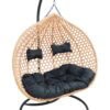 Aruba Double Hanging Egg Chair – Natural Rattan‑Look Garden Cocoon with Cushions