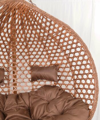 Aruba Double Hanging Egg Chair – Natural Rattan‑Look Garden Cocoon with Cushions