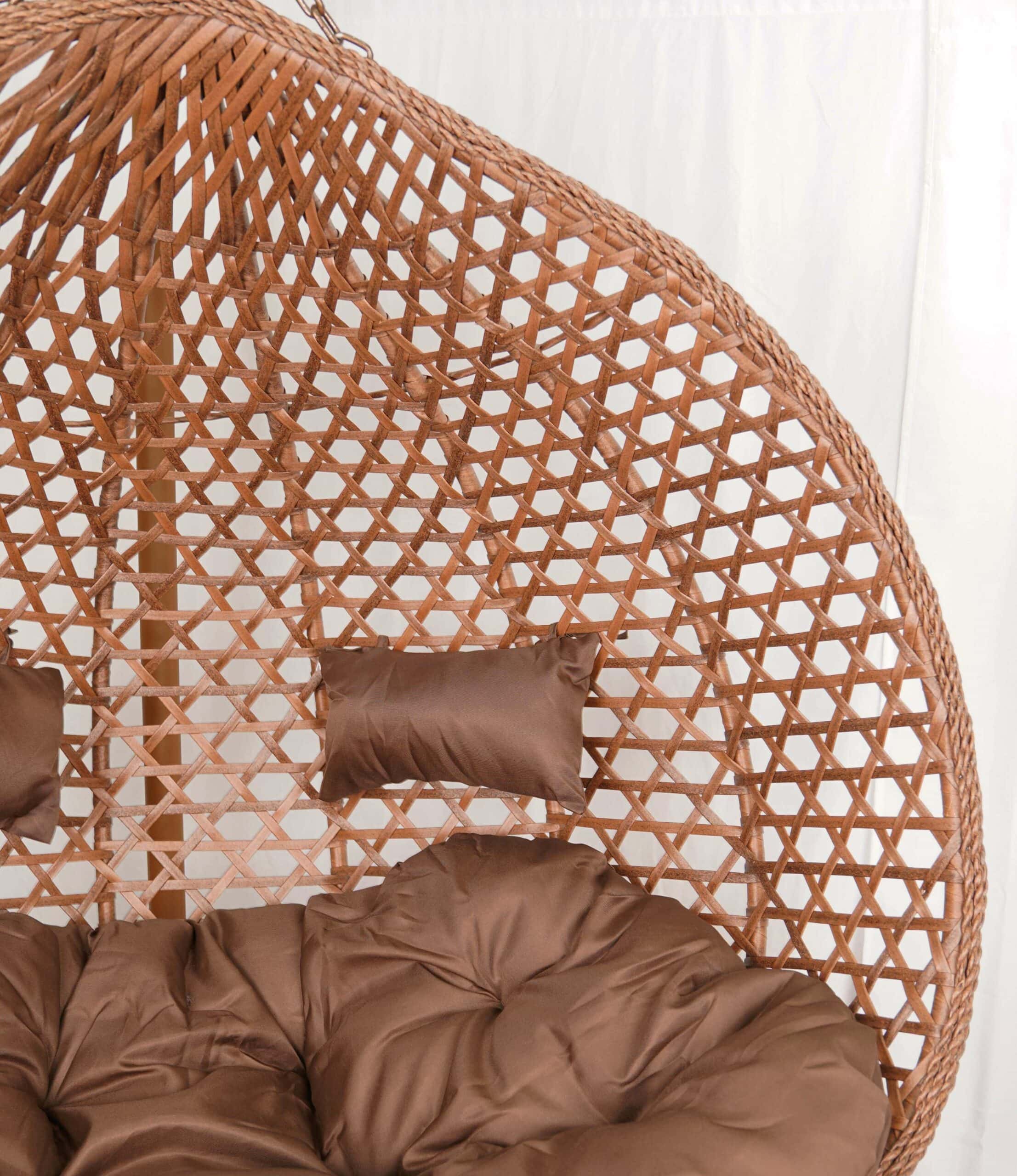 Aruba Double Hanging Egg Chair – Natural Rattan‑Look Garden Cocoon with Cushions