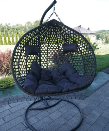 Aruba Double Hanging Egg Chair – Natural Rattan‑Look Garden Cocoon with Cushions