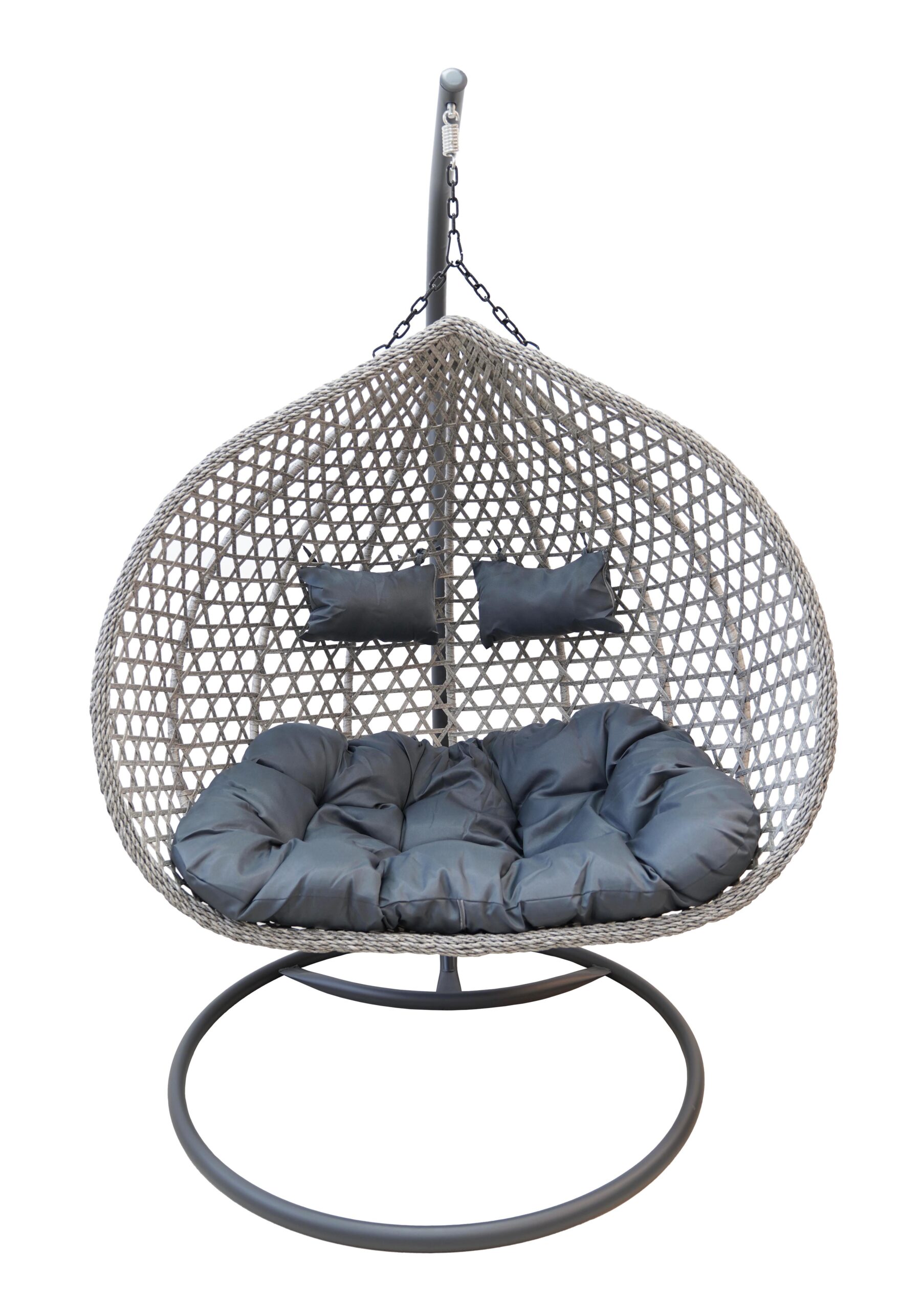 Aruba Double Hanging Egg Chair – Natural Rattan‑Look Garden Cocoon with Cushions