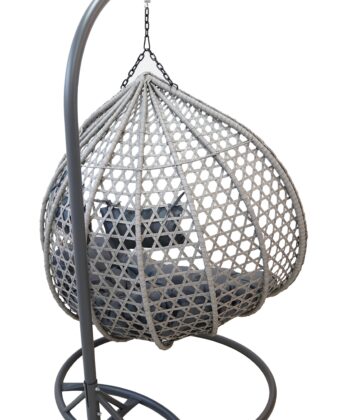 Aruba Double Hanging Egg Chair – Natural Rattan‑Look Garden Cocoon with Cushions