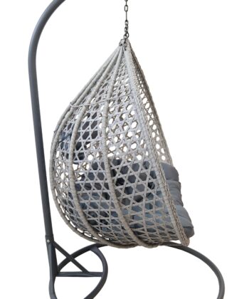 Aruba Double Hanging Egg Chair – Natural Rattan‑Look Garden Cocoon with Cushions