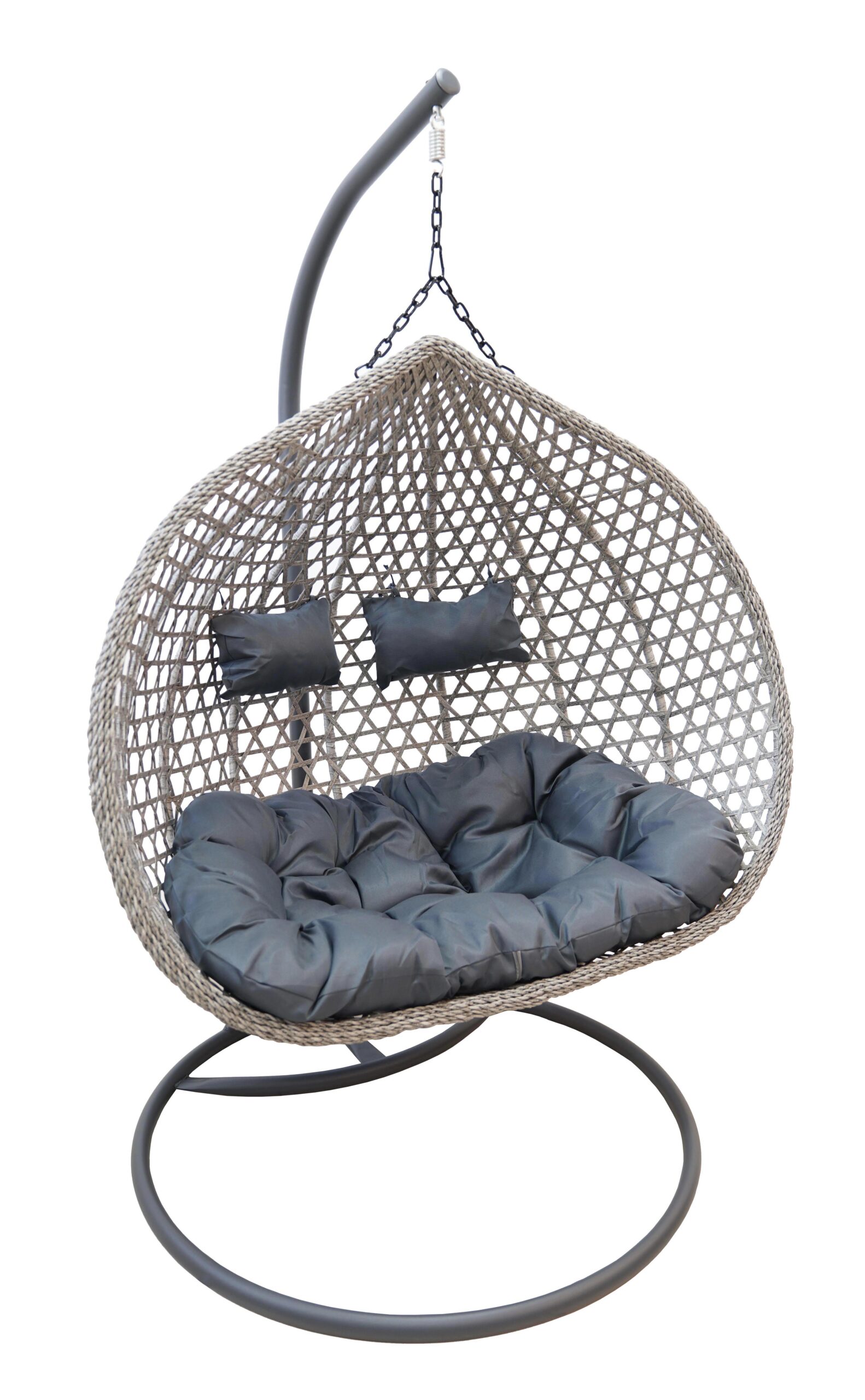 Aruba Double Hanging Egg Chair – Natural Rattan‑Look Garden Cocoon with Cushions