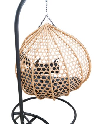 Aruba Double Hanging Egg Chair – Natural Rattan‑Look Garden Cocoon with Cushions
