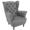 Ashen Haven Wingback Armchair – Scandinavian Grey Chenille Relaxer
