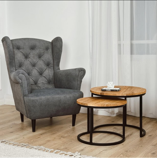Ashen Haven Wingback Armchair – Scandinavian Grey Chenille Relaxer