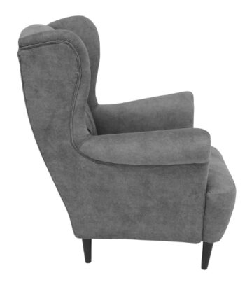 Ashen Haven Wingback Armchair – Scandinavian Grey Chenille Relaxer
