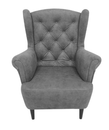 Ashen Haven Wingback Armchair – Scandinavian Grey Chenille Relaxer