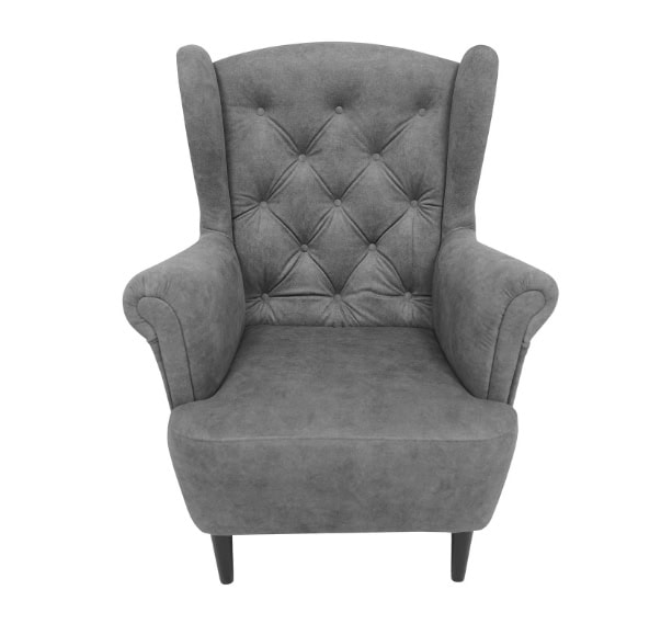 Ashen Haven Wingback Armchair – Scandinavian Grey Chenille Relaxer