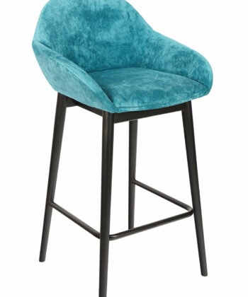 Azure Haven Armrest Stool – Black Beech Frame with Blue Chenille