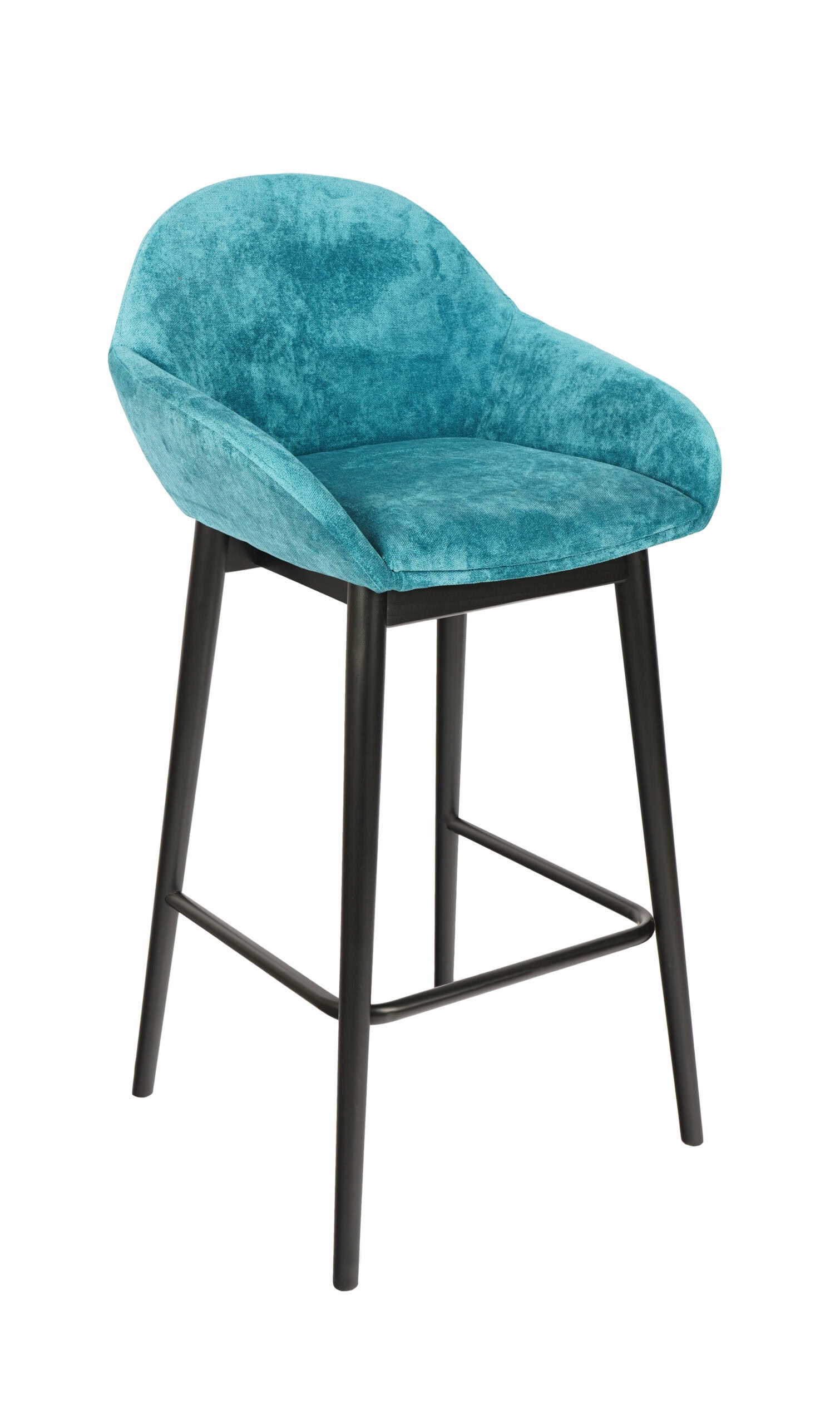Azure Haven Armrest Stool – Black Beech Frame with Blue Chenille