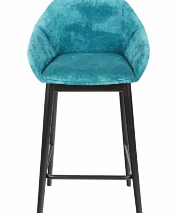 Azure Haven Armrest Stool – Black Beech Frame with Blue Chenille