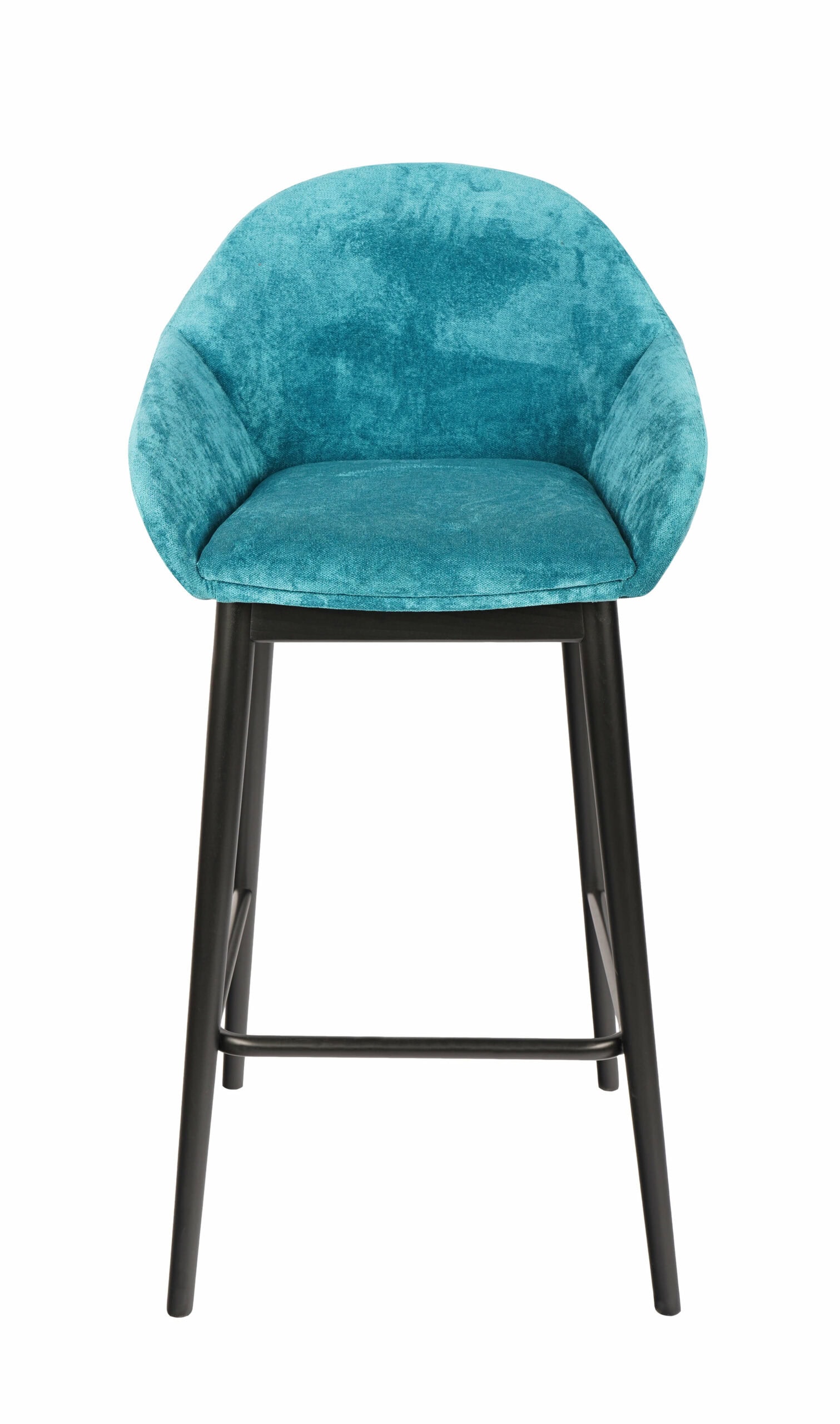 Azure Haven Armrest Stool – Black Beech Frame with Blue Chenille