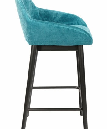 Azure Haven Armrest Stool – Black Beech Frame with Blue Chenille