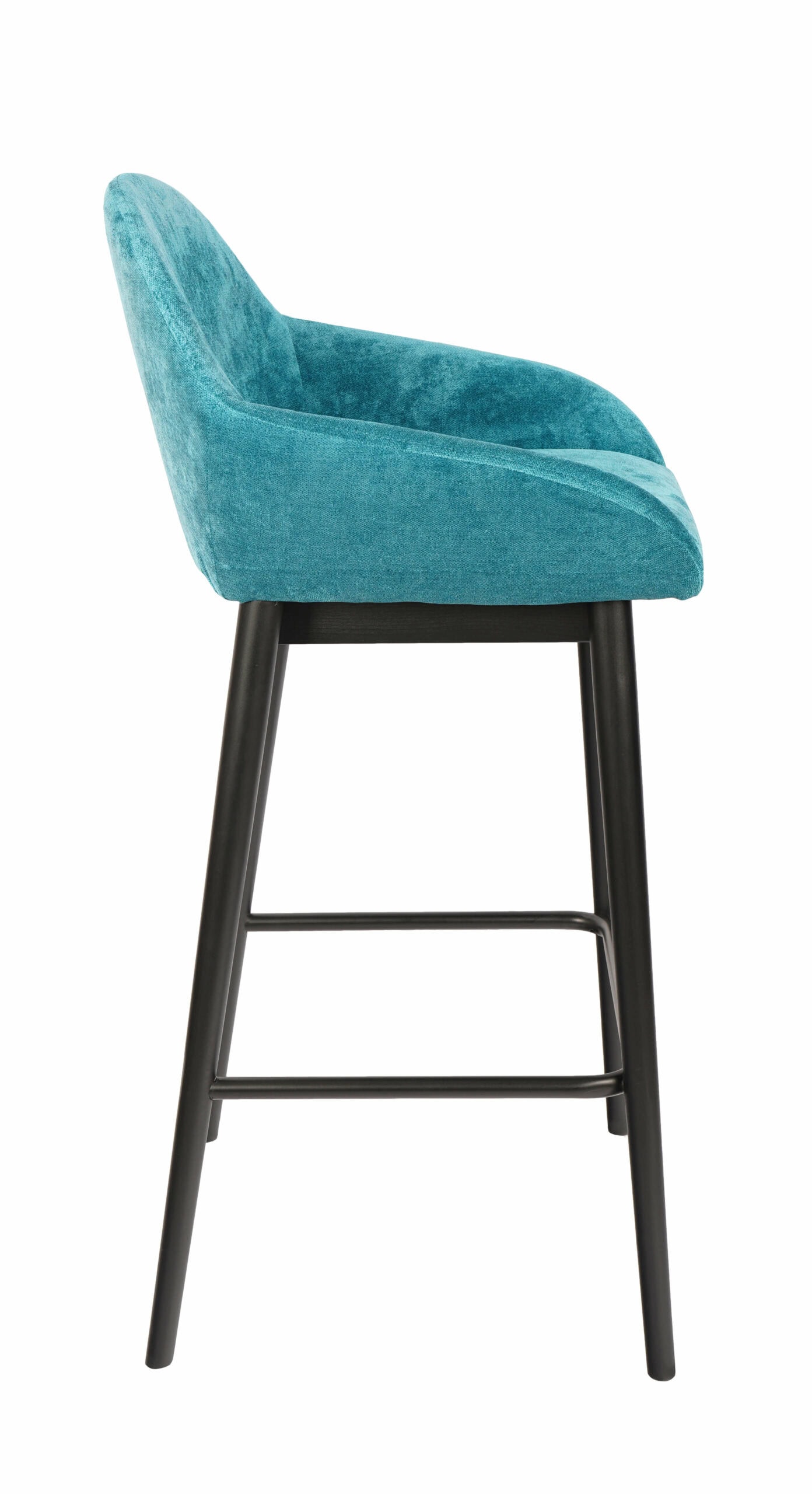 Azure Haven Armrest Stool – Black Beech Frame with Blue Chenille