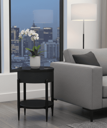 Boni Audio Coffee Table – Black Round Speaker Table with Wireless Charging