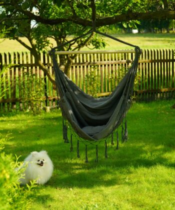 Brasilia Grey Boho Brazilian Hanging Chair – Tassel Stork's Nest Swing Seat