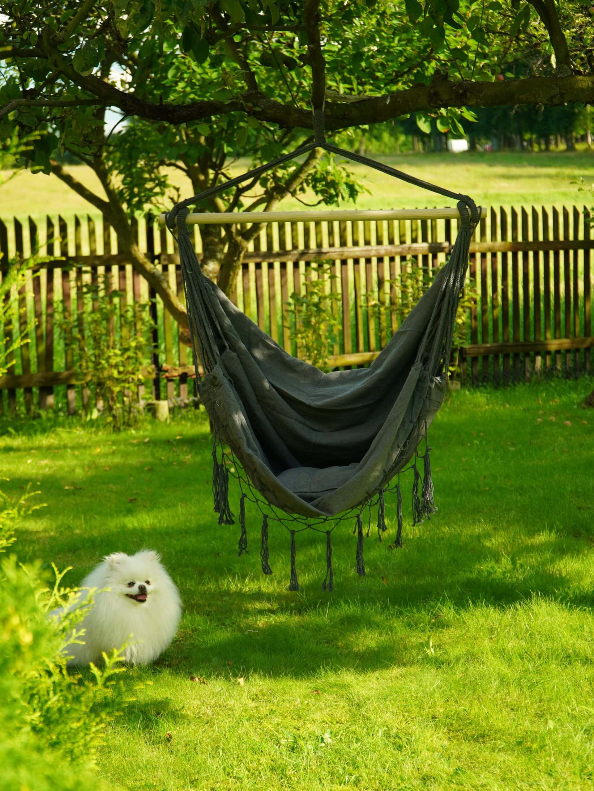 Brasilia Grey Boho Brazilian Hanging Chair – Tassel Stork's Nest Swing Seat