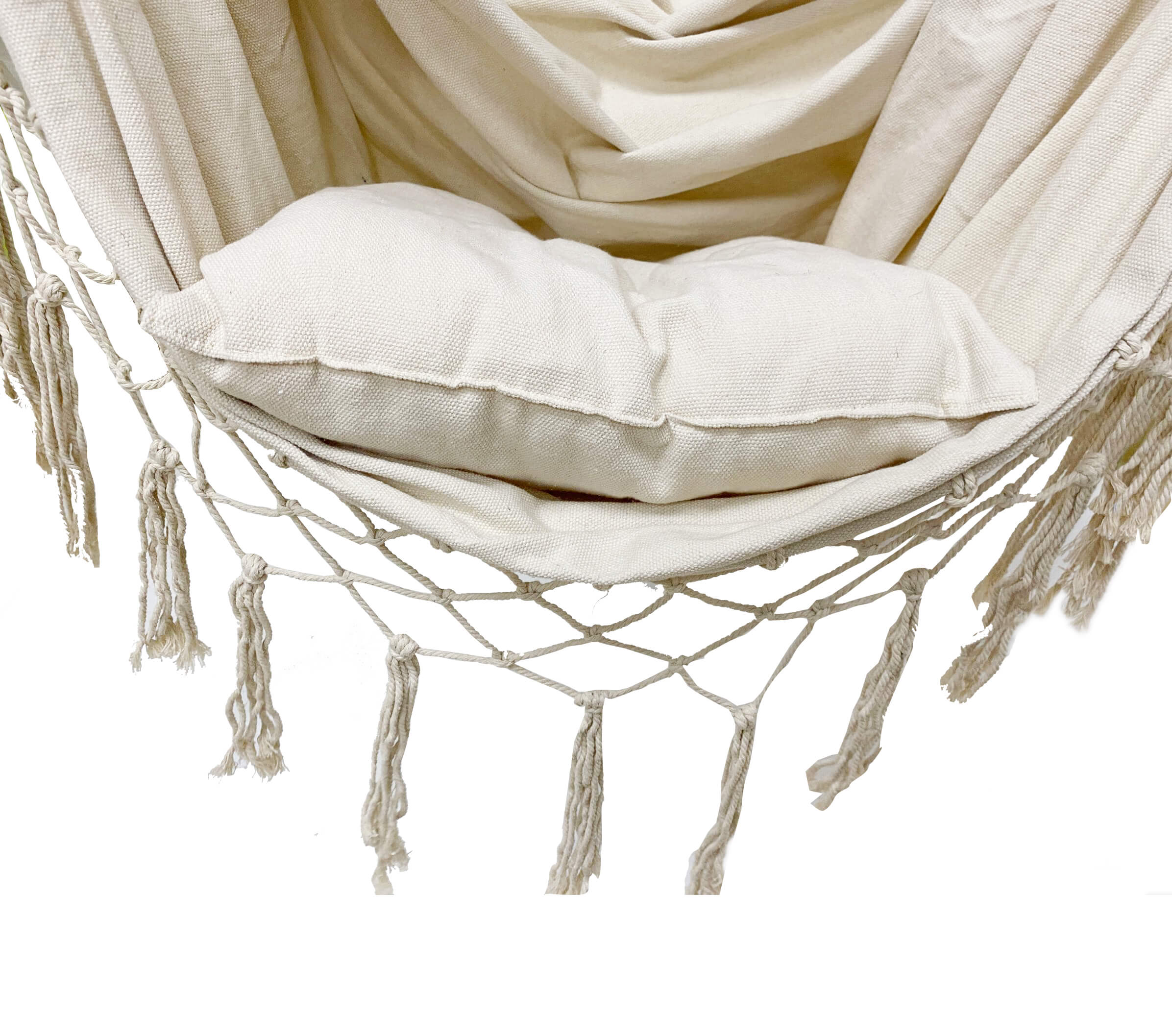Brasilia Grey Boho Brazilian Hanging Chair – Tassel Stork's Nest Swing Seat