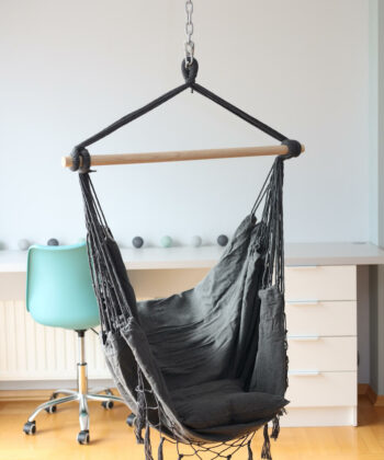 Brasilia Grey Boho Brazilian Hanging Chair – Tassel Stork's Nest Swing Seat