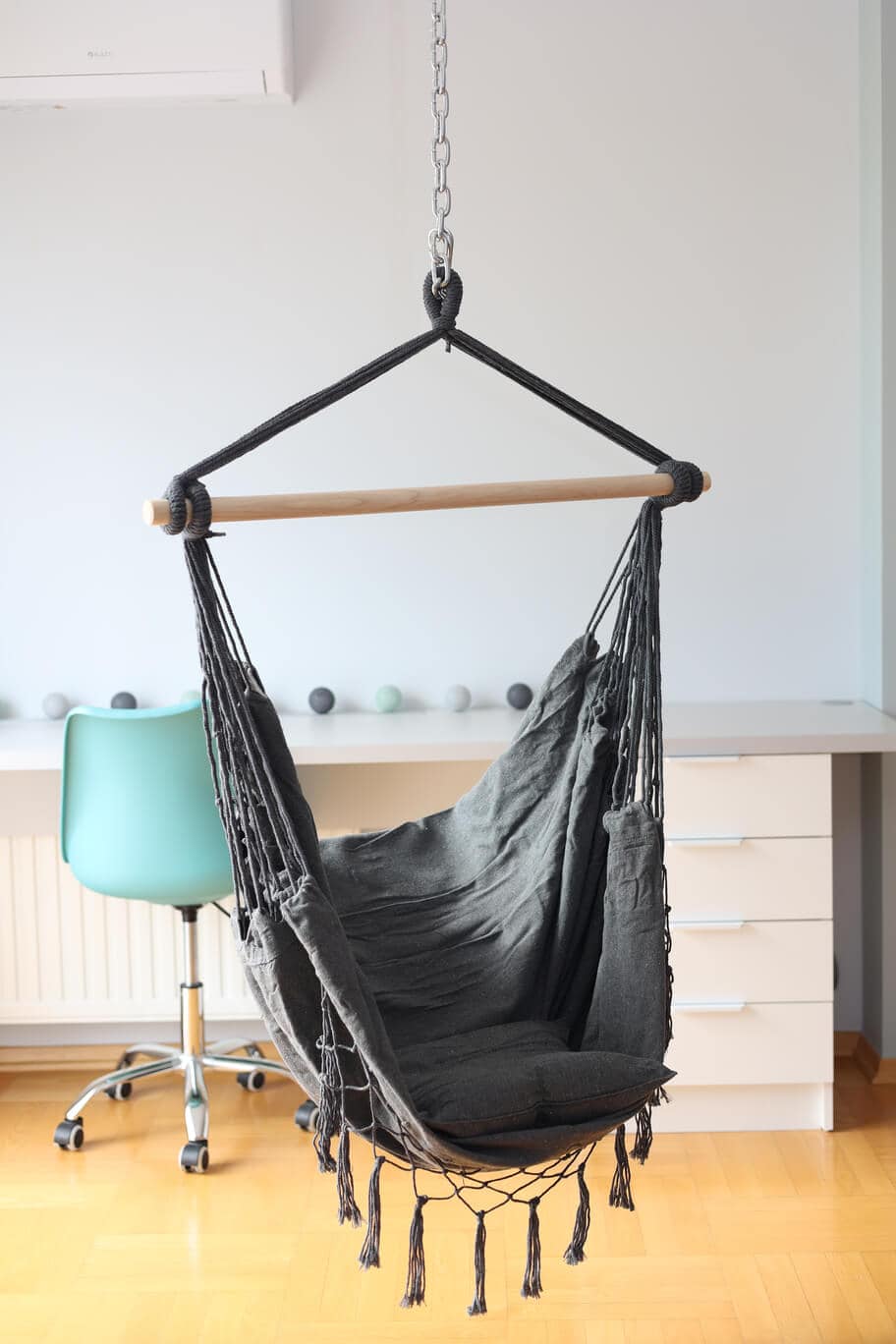 Brasilia Grey Boho Brazilian Hanging Chair – Tassel Stork's Nest Swing Seat