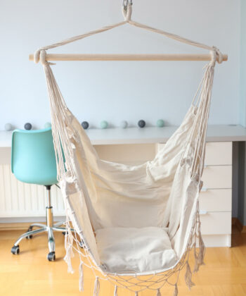 Brasilia Grey Boho Brazilian Hanging Chair – Tassel Stork's Nest Swing Seat