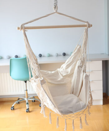 Brasilia Grey Boho Brazilian Hanging Chair – Tassel Stork's Nest Swing Seat
