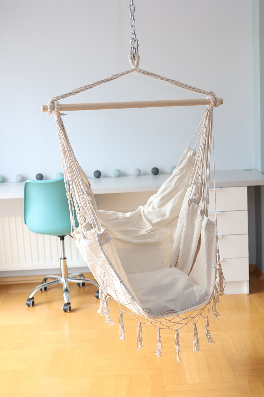 Brasilia Grey Boho Brazilian Hanging Chair – Tassel Stork's Nest Swing Seat
