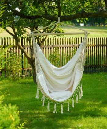Brasilia Grey Boho Brazilian Hanging Chair – Tassel Stork's Nest Swing Seat
