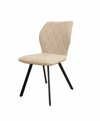 Cappuccino Stitch Dining Chair – Beige Chenille Black Metal Frame