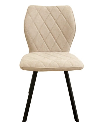 Cappuccino Stitch Dining Chair – Beige Chenille Black Metal Frame