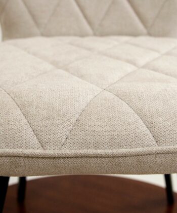 Cappuccino Stitch Dining Chair – Beige Chenille Black Metal Frame