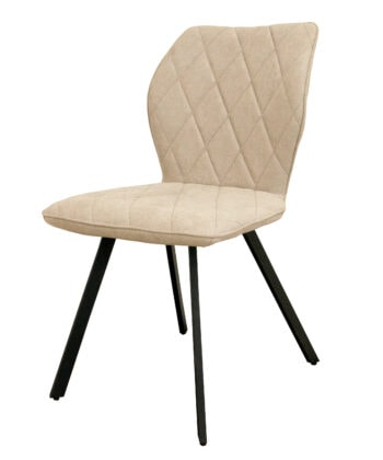 Cappuccino Stitch Dining Chair – Beige Chenille Black Metal Frame