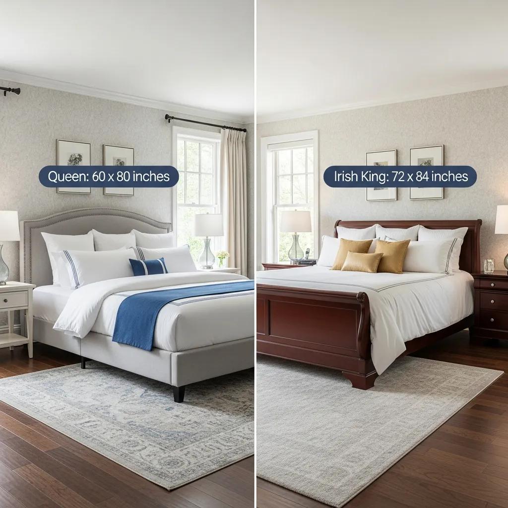 Comparison of queen-size and Irish king beds