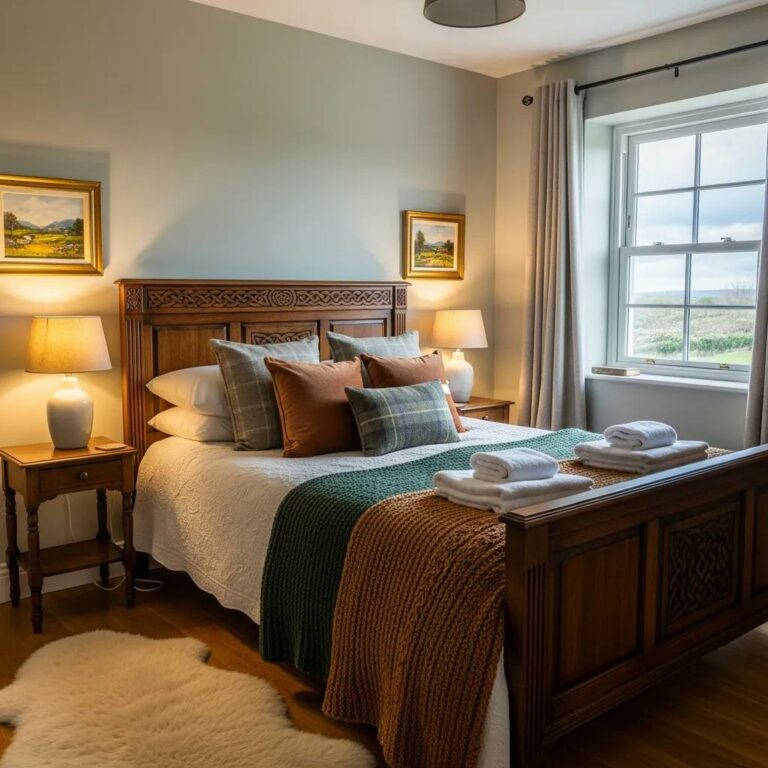 Cozy bedroom with a queen size bed showcasing comfort and style