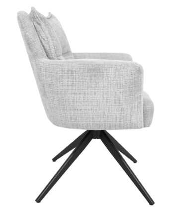 Cremona Swivel Armchair – Light Grey Chenille 360° Office Dining 66x68x87cm