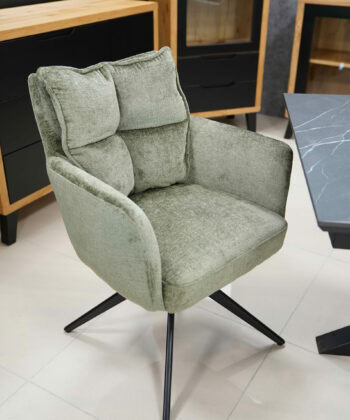 Cremona Swivel Armchair – Light Grey Chenille 360° Office Dining 66x68x87cm