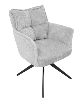 Cremona Swivel Armchair – Light Grey Chenille 360° Office Dining 66x68x87cm