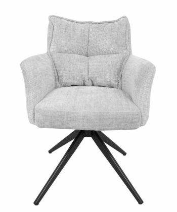 Cremona Swivel Armchair – Light Grey Chenille 360° Office Dining 66x68x87cm