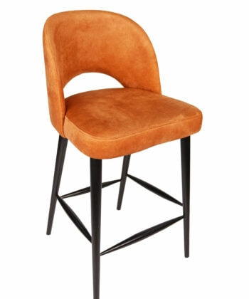 Crimson Forge Bar Stool – Black Beech Frame with Orange Chenille