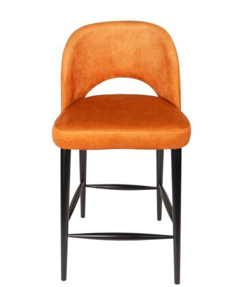 Crimson Forge Bar Stool – Black Beech Frame with Orange Chenille