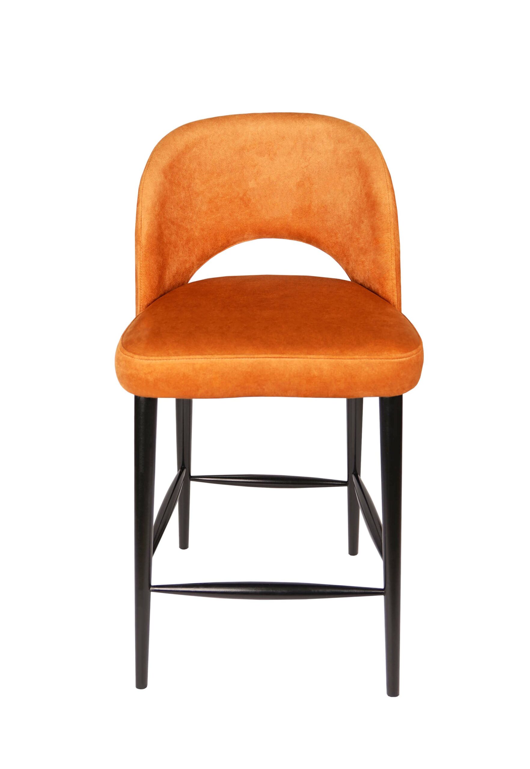 Crimson Forge Bar Stool – Black Beech Frame with Orange Chenille