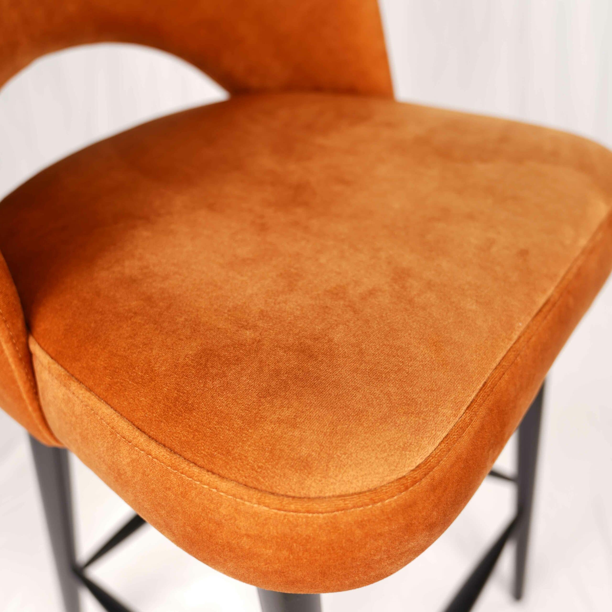 Crimson Forge Bar Stool – Black Beech Frame with Orange Chenille