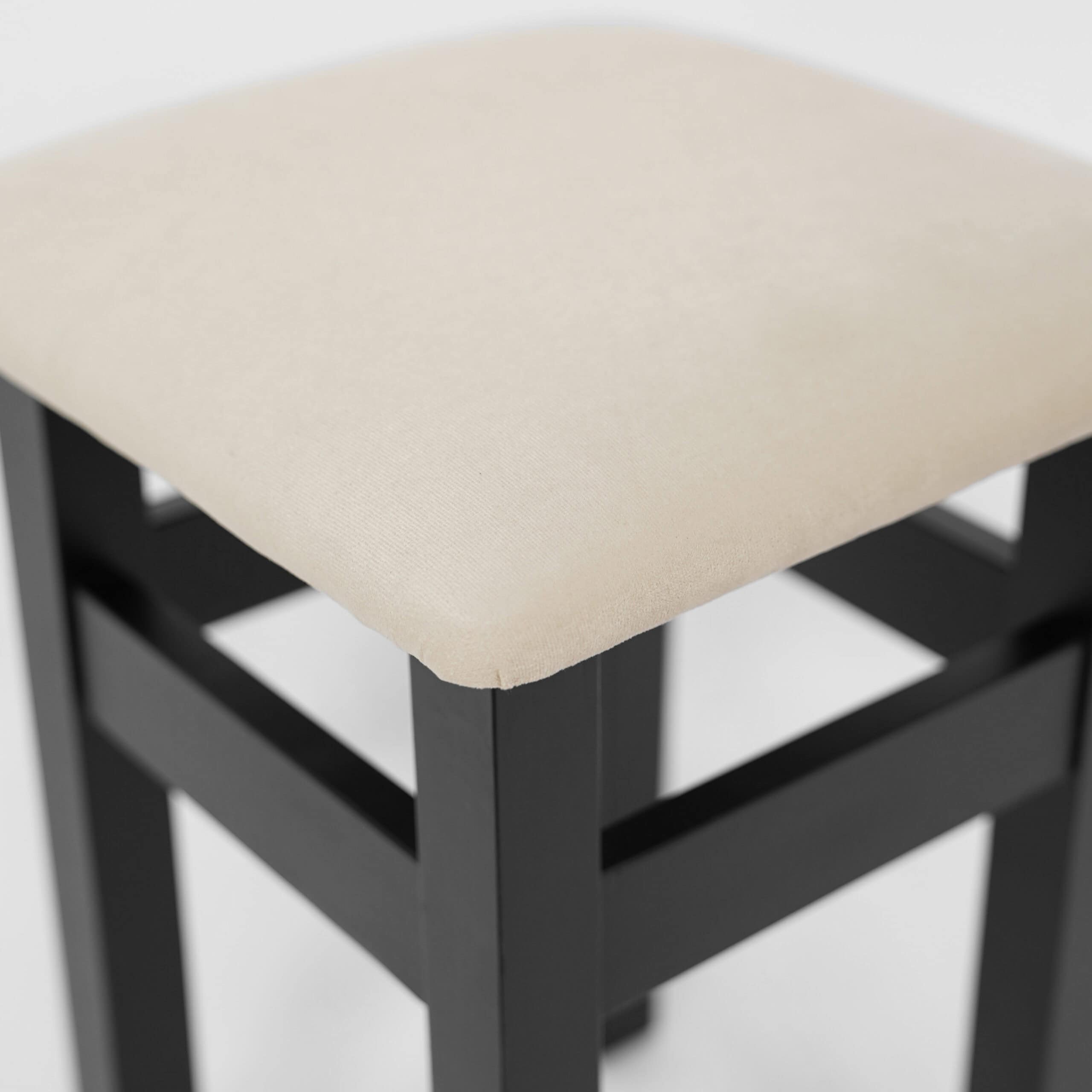 Ebony Whisper Beech Stool – Natural Beech Frame with Black Velvet Seat