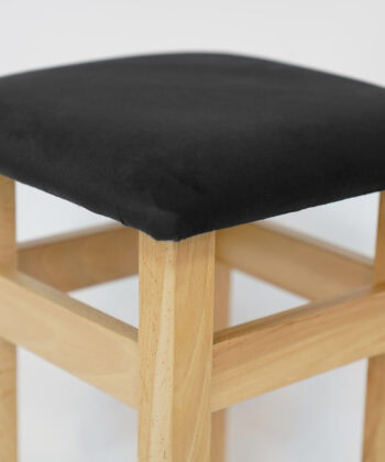 Ebony Whisper Beech Stool – Natural Beech Frame with Black Velvet Seat