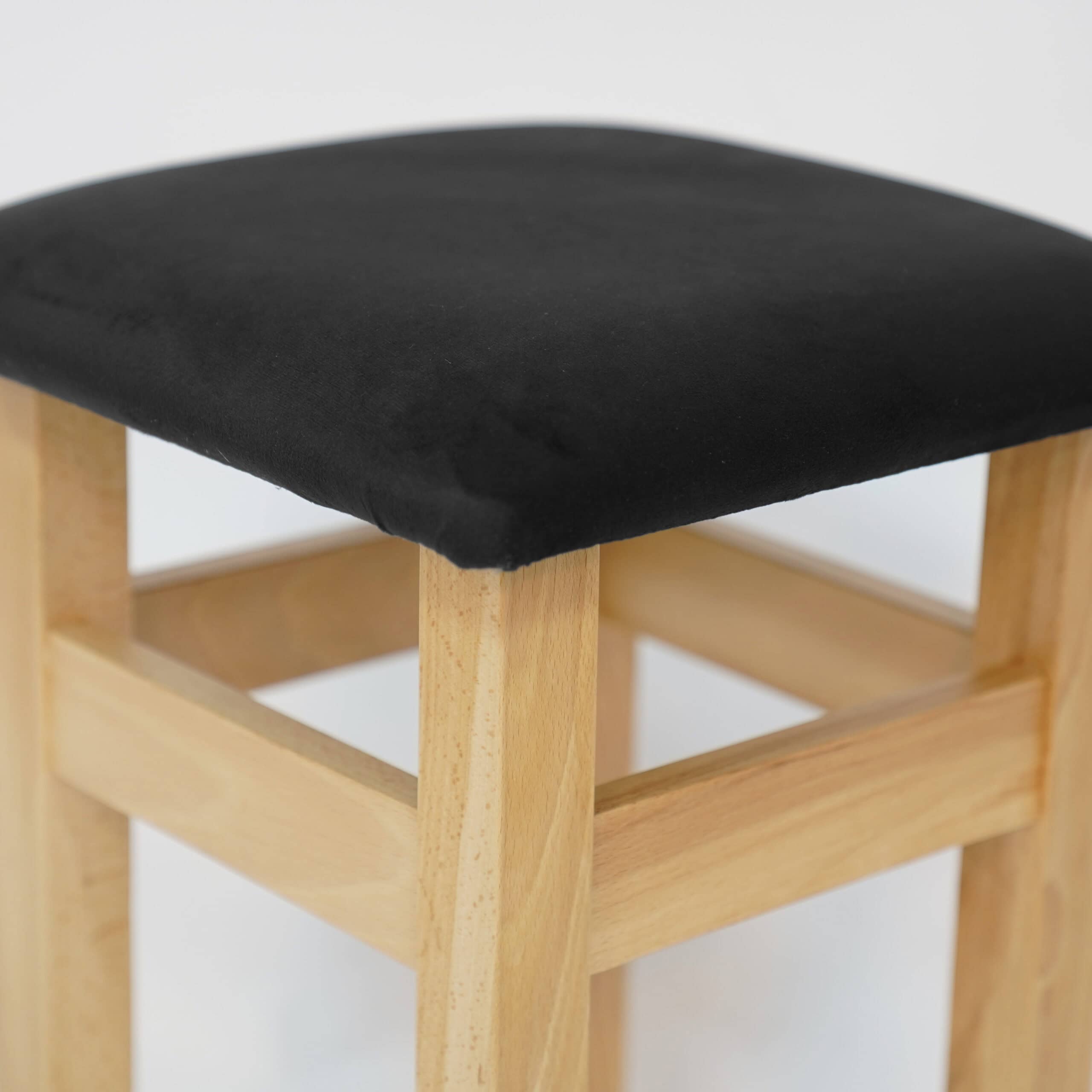 Ebony Whisper Beech Stool – Natural Beech Frame with Black Velvet Seat
